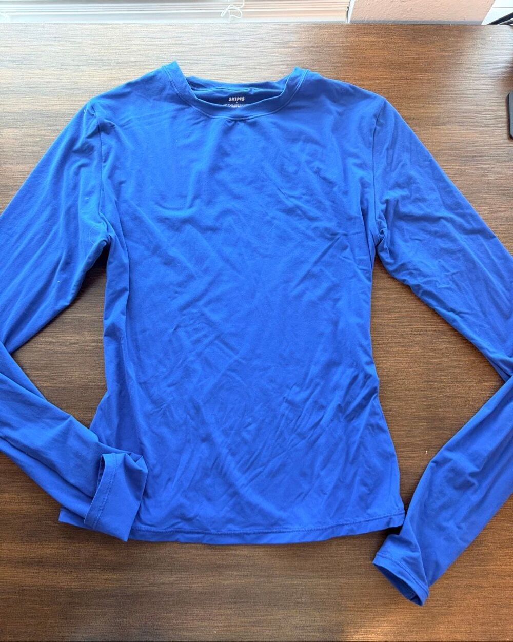 Skims Cotton Rib T Shirt Harbor Blue Crew Neck Short Sleeve Small NEW